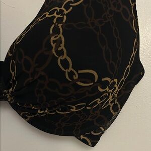 Delta Burke Black and Gold Chain Print Bra